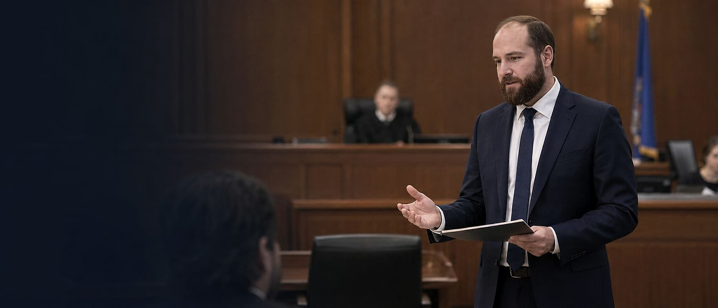 Reno civil litigation attorney addressing the court during a civil trial